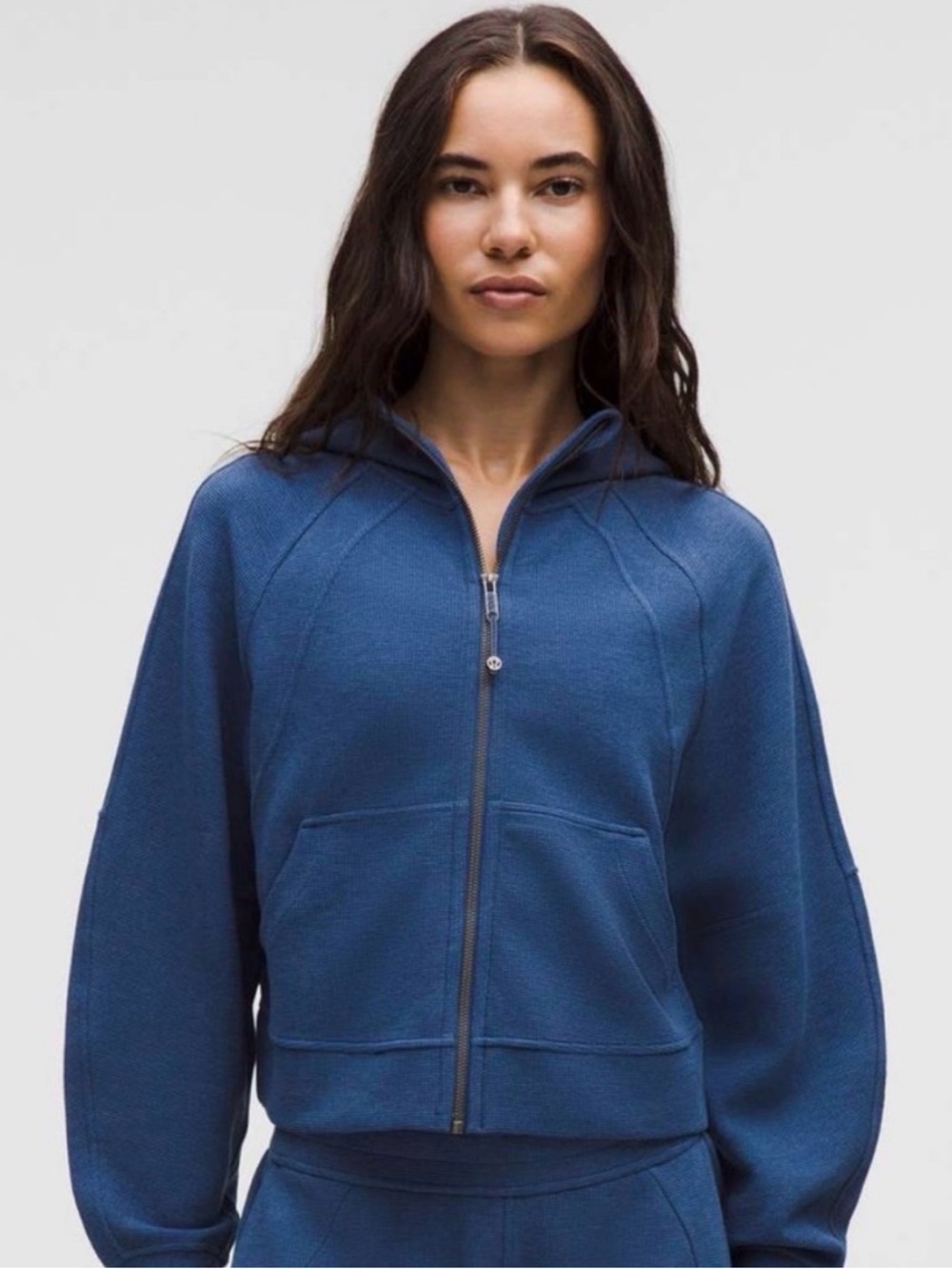 NWT Lululemon Scuba Oversized Full-Zip Hoodie Waffle Knit-Heather Twilled Bl M/L